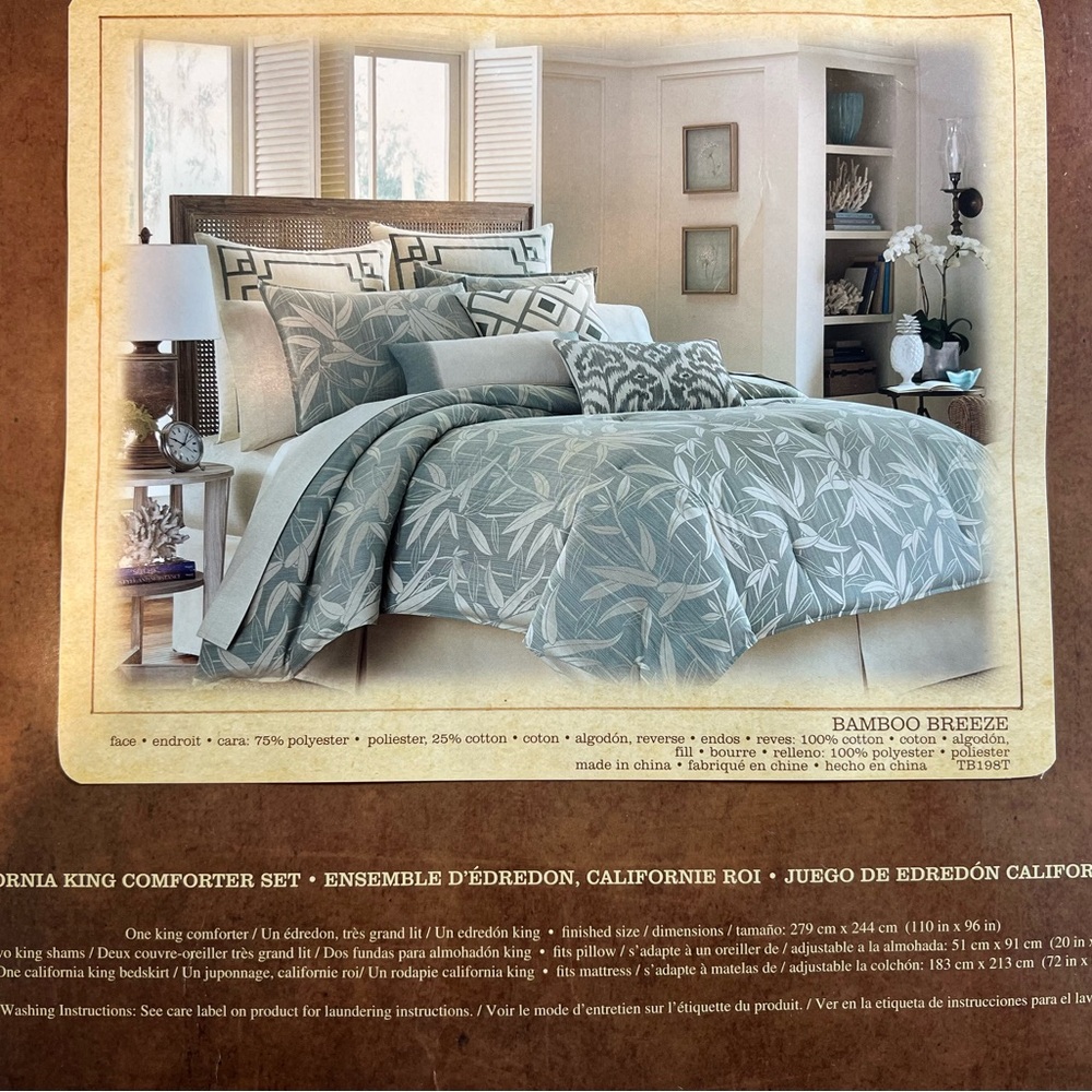 Tommy Bahama Bamboo Breeze Comforter Set in Green and Ivory